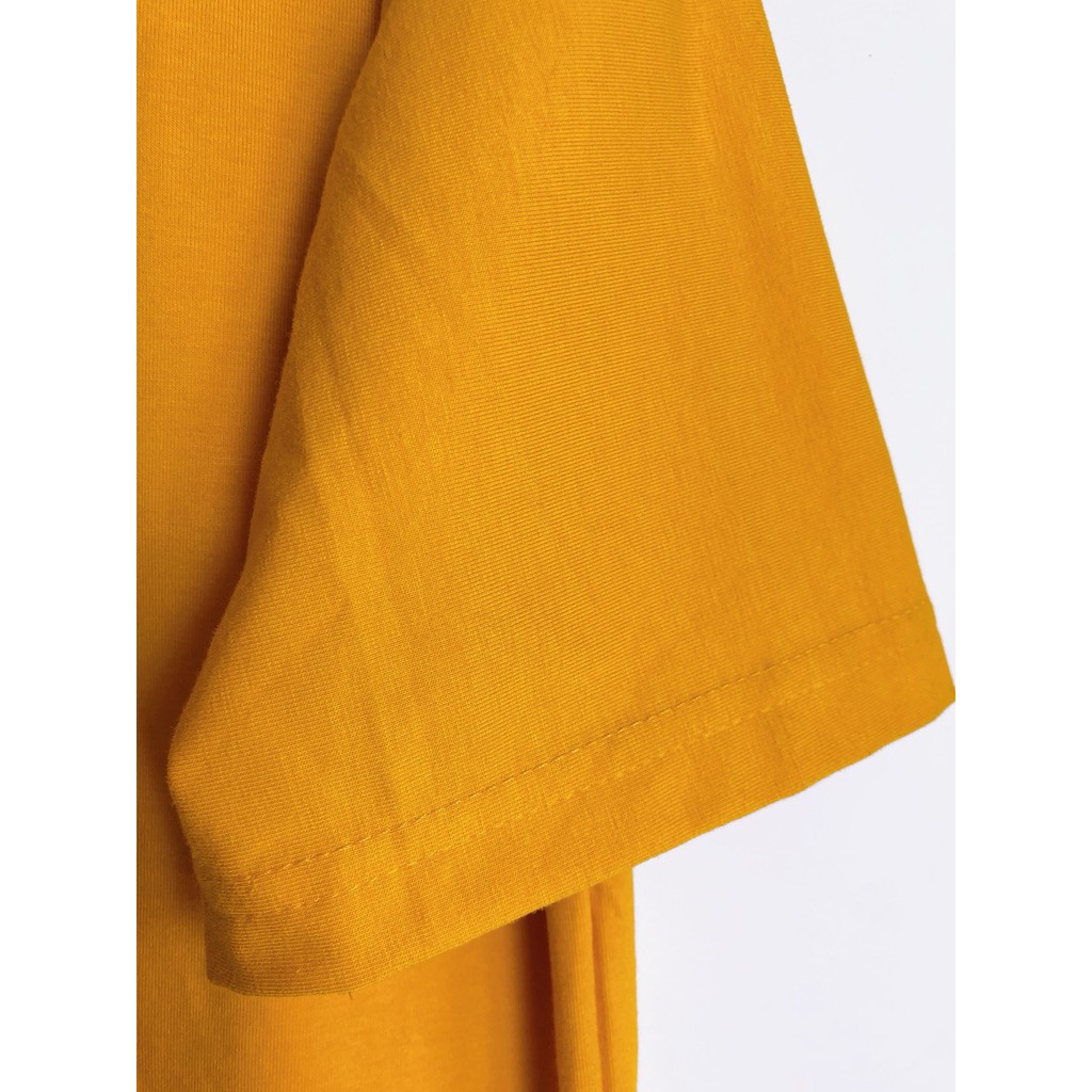 Áo thun trơn basic màu vàng nghệ form unisex nam nữ mặc được tay ngắn thun cotton