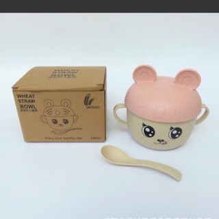 Bát ăn dặm lúa mạch hình mèo kèm thìa