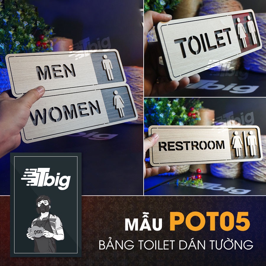 Bảng gỗ toilet dán tường sang trọng mẫu decor độc đáo mới lạ
