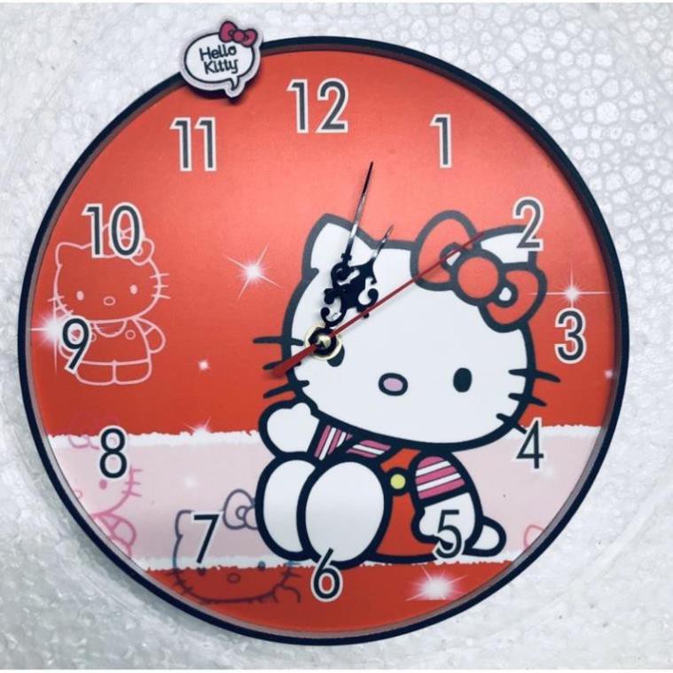 HELLO KITTY đỏ - đồng hồ treo tường cho bé gái