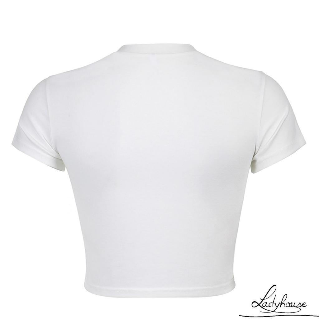 Áo Thun T-shirt Tay Ngắn Cổ Tròn In Hình Bướm Thời Trang Mùa Hè Cho Nữ