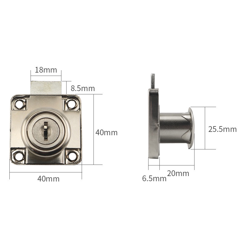 Ổ Khóa Cửa Tủ Bằng Thiếc Hình Vuông Có Lưỡi Móc Tiện Dụng Cho Văn Phòng / Tủ Chén
