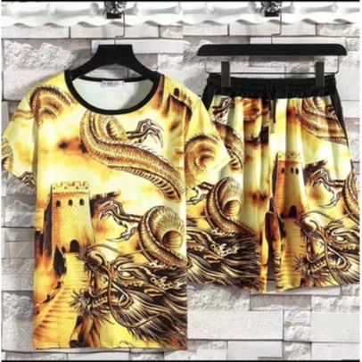 Set Bộ Thể Thao Nam In Rồng Vàng Hot SBTT_067