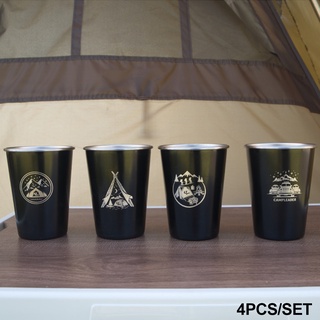 4pcs 350ml Reusable Gift Tea Outdoor Camping With Storage Bag Stackable Beer Cup