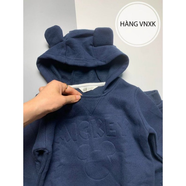 BỘ NỈ MICKKY MÀU THAN CÓ MŨ TAI GẤU CHO BÉ