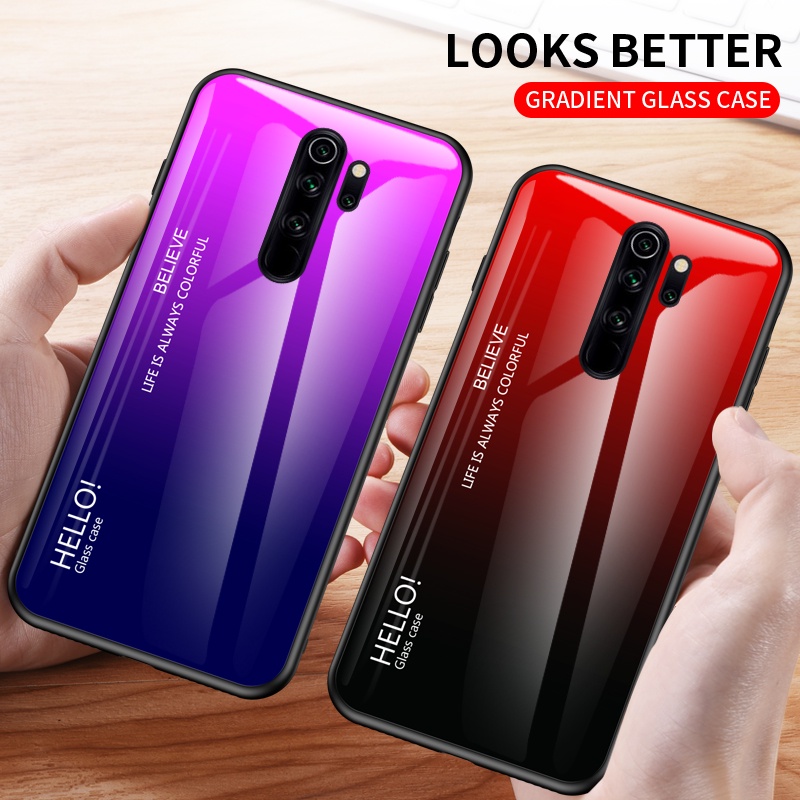Ốp điện thoại silicon viền khung cứng mặt kính cường lực bảo vệ cho Xiaomi Redmi Note 8T Note 8 Pro