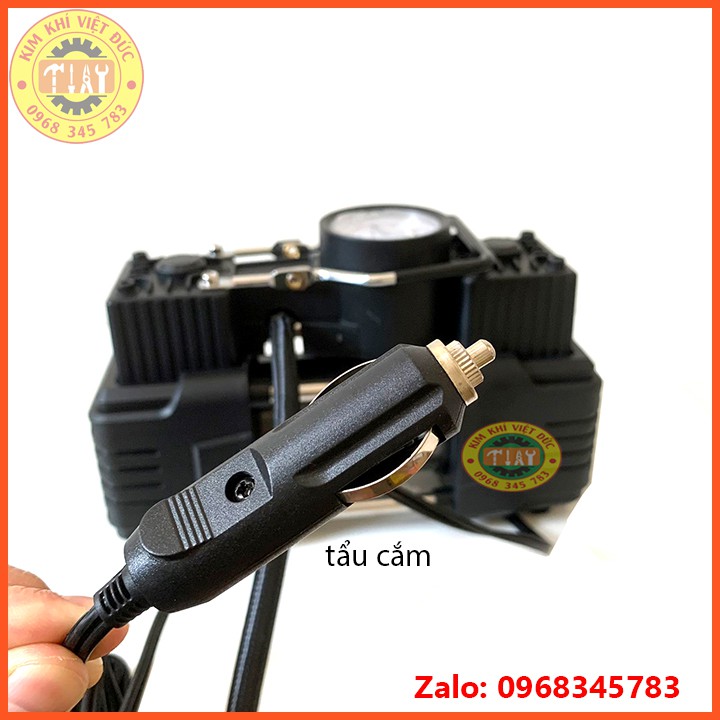 MÁY BƠM HƠI Ô TÔ 2 XI LANH CẮM TẨU Ổ 12V CÔNG SUẤT 180W - 100 PSI CÓ ĐÈN CHIẾU SÁNG BAN ĐÊM