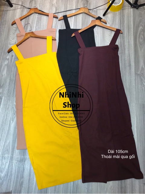 Đầm váy body dây vải dáng dài, chất thun co giãn FR376 - NhiNhiShop | BigBuy360 - bigbuy360.vn