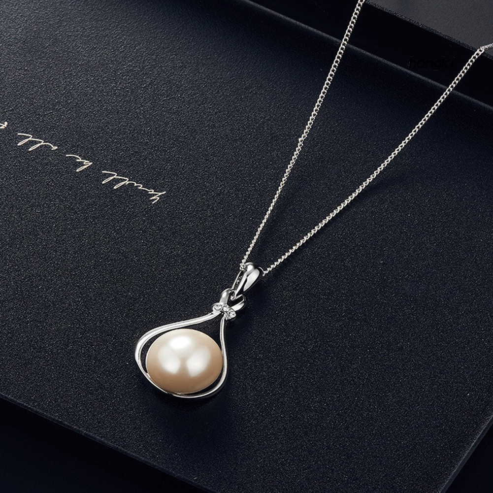 (Hàng Mới Về) Bộ vòng cổ + Bông Tai Đính Ngọc Trai Giả Hình Giọt Nước