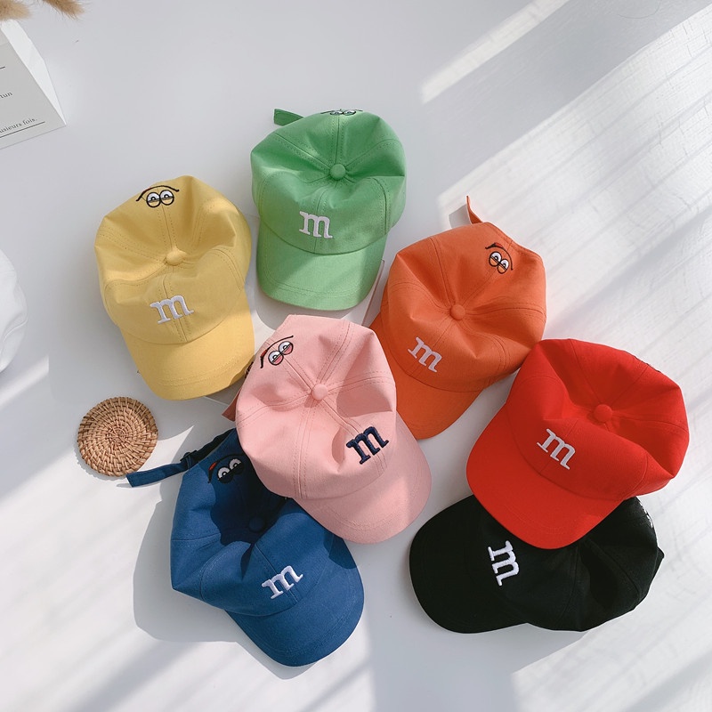 Mũ lưỡi trai thêu chữ m 0-4 tuổi phong cách hip hop thời trang mùa hè cho bé trai gái
