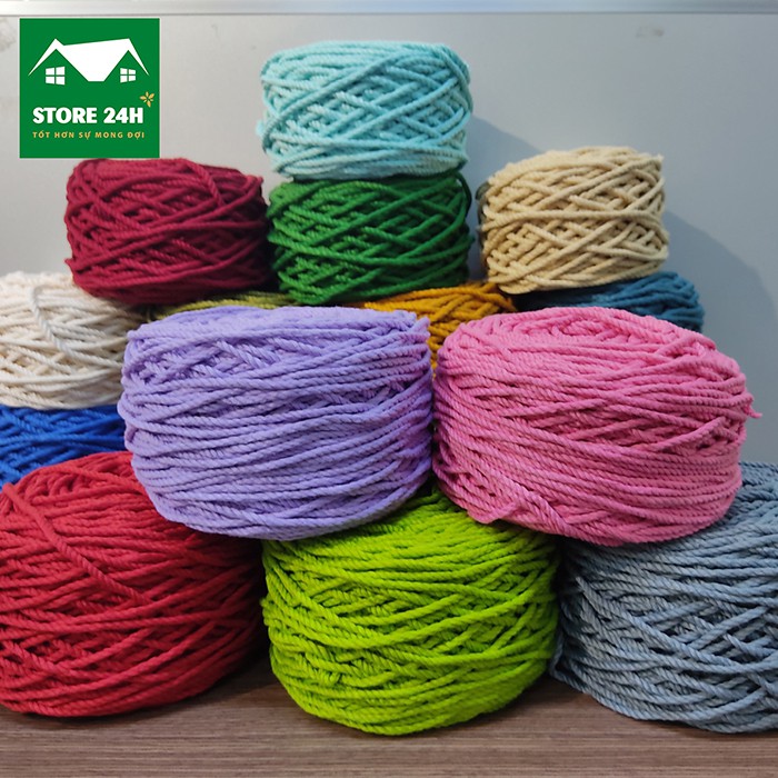 Dây thừng cotton, nguyên liệu làm macrame đủ màu, full color, đủ size, 3mm, 5mm  giá tốt, định lượng 01kg I Store 24h