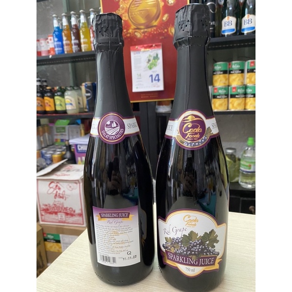 Thùng x 6 Chai Nước Trái Cây Đà Lạt Sparkling Juice 750ml-Nho Đỏ