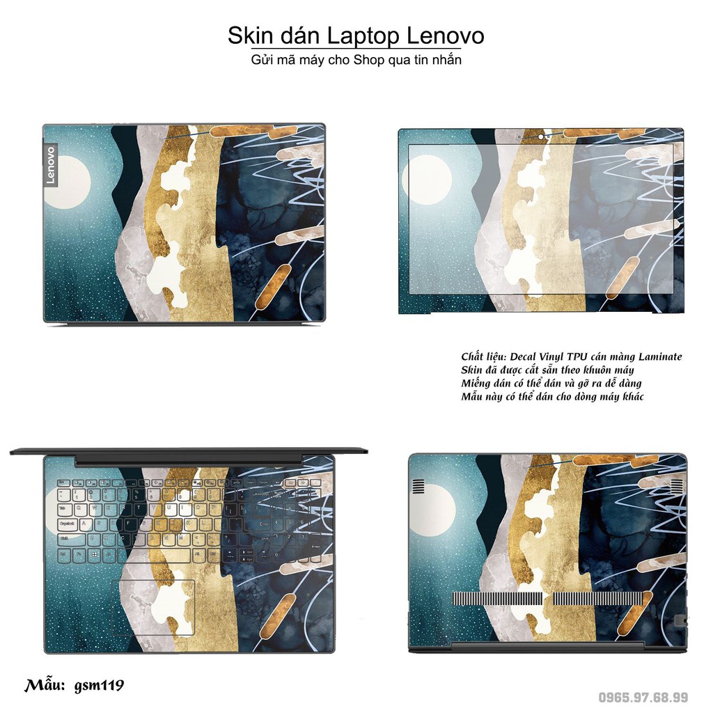 Skin dán Laptop Lenovo in hình sơn mài (inbox mã máy cho Shop)