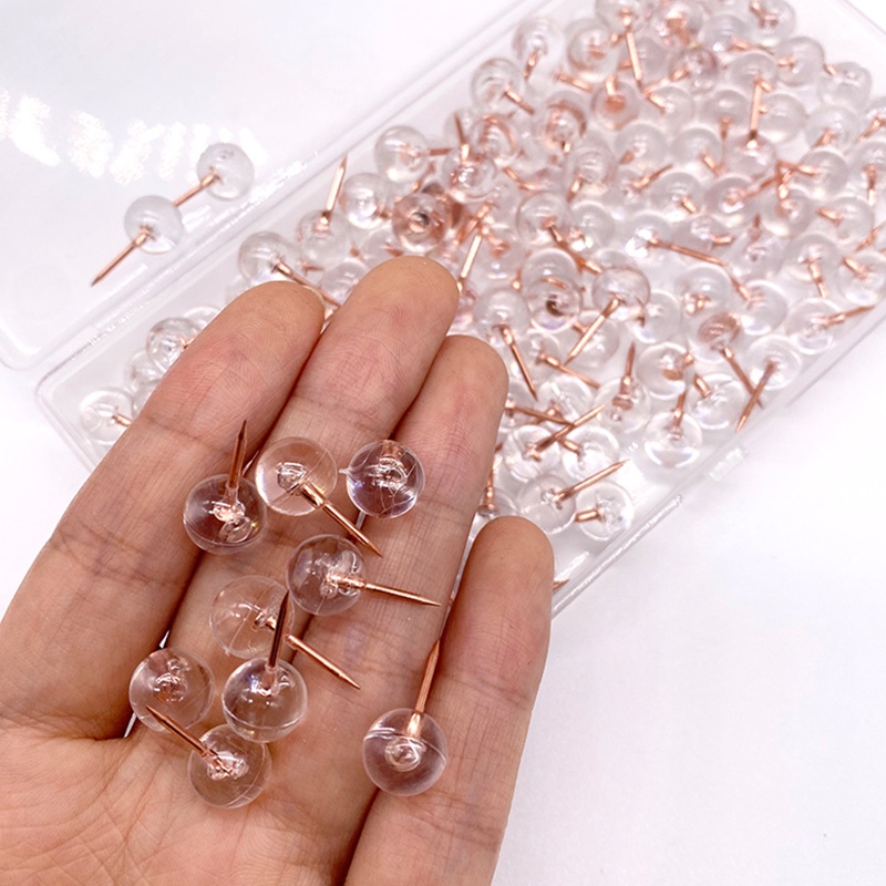 Set 100 ghim đầu bóng trong suốt sáng tạo dùng trang trí tường