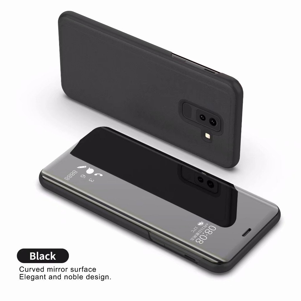 Samsung Galaxy A6 A8 plus A7 A9 2018 Case Clear View Electroplate Mirror Flip Stand Ốp điện thoại