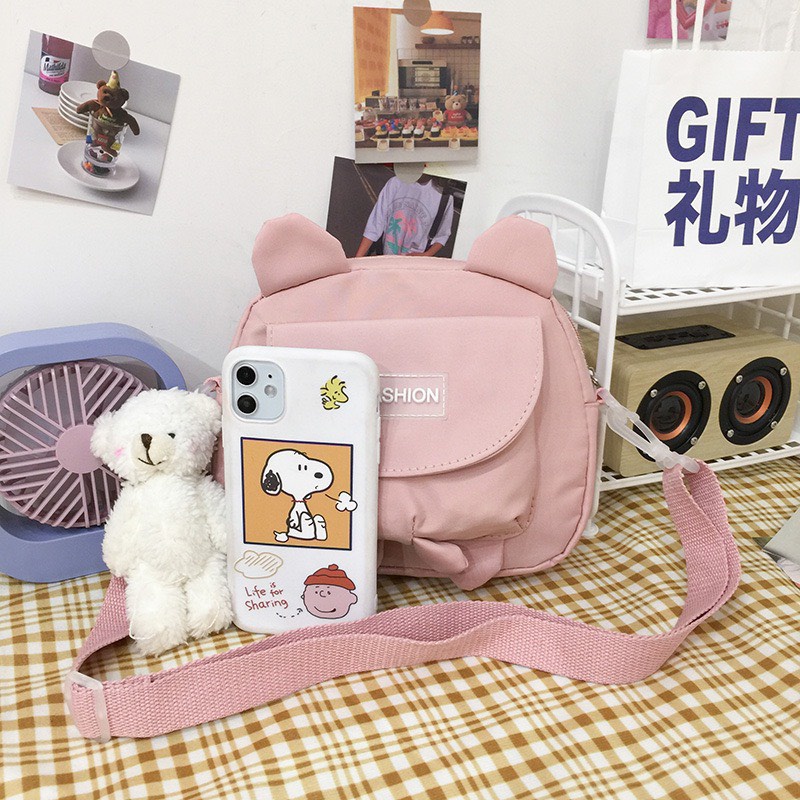 Túi vải tote MiNi đeo chéo chống nước nam nữ phong cách kute màu sắc có thể đậm nhạt hơn so với thực tế không kèm gấu | BigBuy360 - bigbuy360.vn