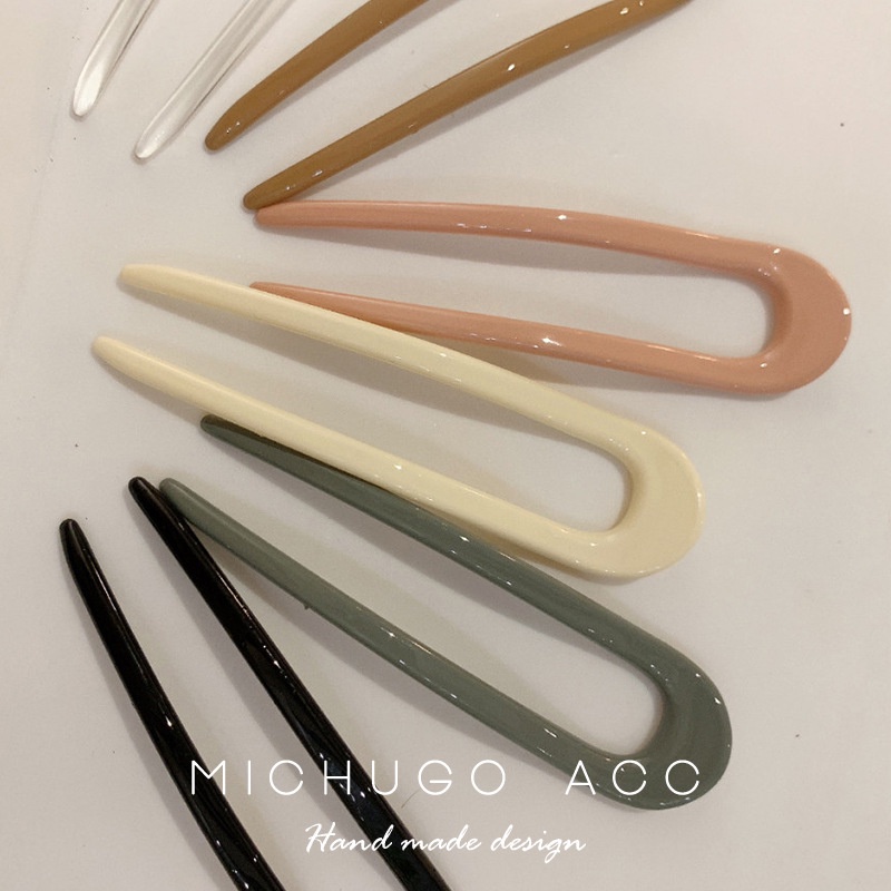 Kẹp tóc hình chữ u bằng acrylic đơn giản phong cách Hàn Quốc dễ phối đồ