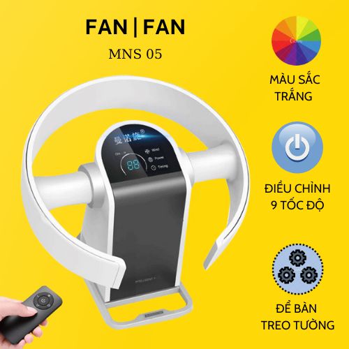 Quạt Không Cánh Treo Tường Để Bàn Điều Khiển Từ Xa Kiêm Cảm Ứng MNS05 - 9 Tốc độ Gió - Công Suất 37W