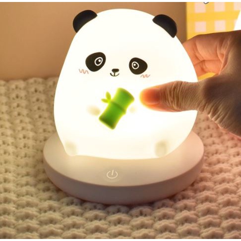 Đèn Ngủ Để Bàn Silicon Có Đế Gấu Trúc, Ánh Sáng Vàng Ấm, 3 Chế Độ Sáng MEILI STORE