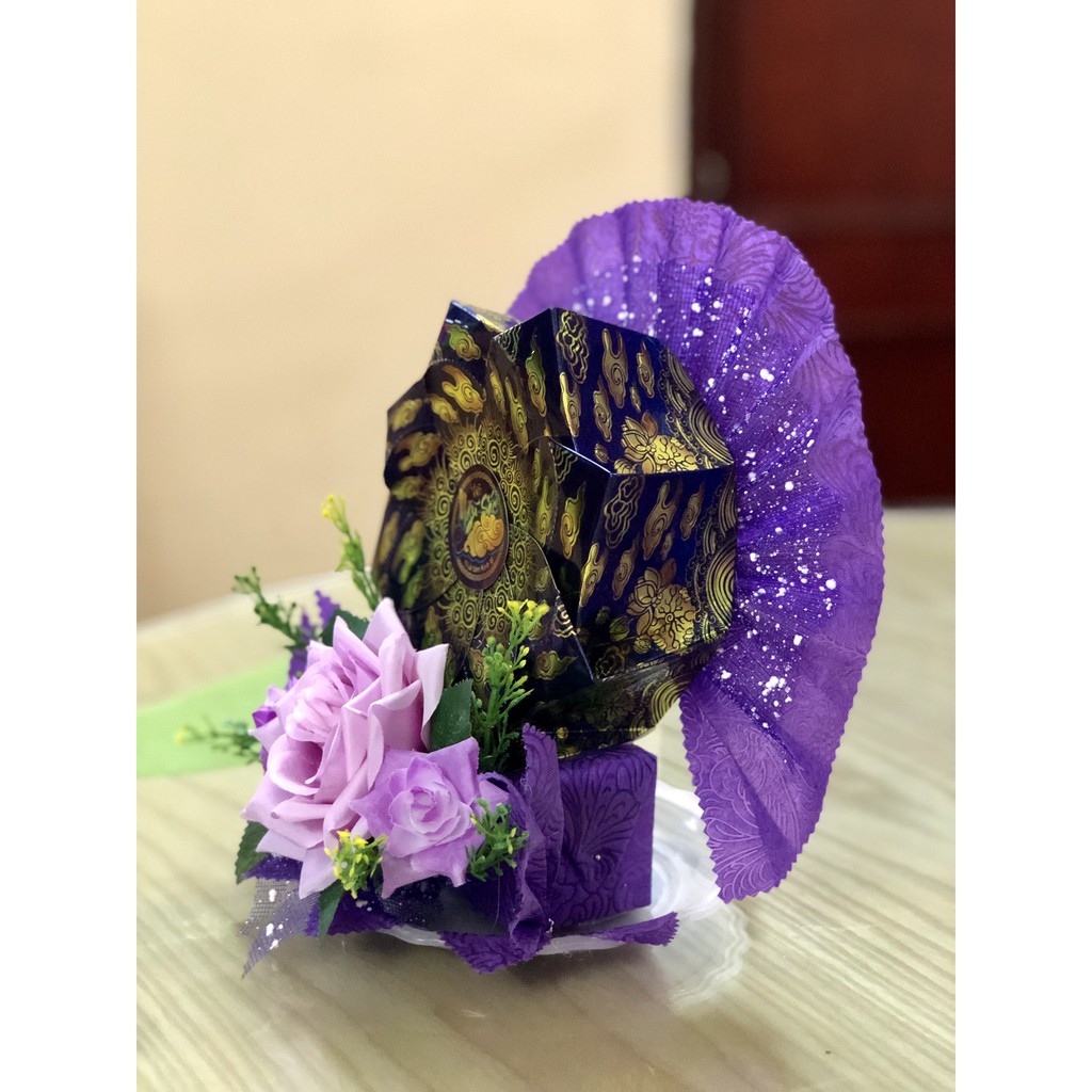 Tráp trà lễ 1 hộp - màu tím