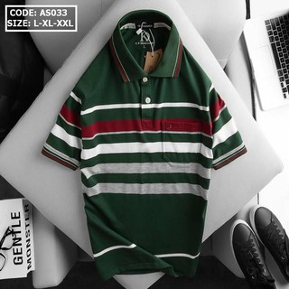 Áo thun sọc Nam cổ bẻ. có túi