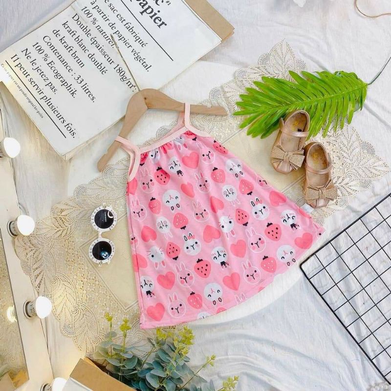 Chọn MẫuVáy 2 dây cotton buộc nơ xinh xắn cho bé gái