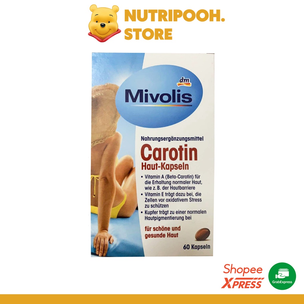 Viên uống chống nắng Mivolis Carotin Haut-Kapseln vỉ 60 viên nén [hàng Đức chính hãng]