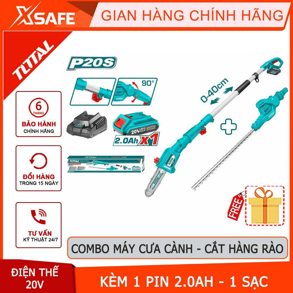 Combo máy cưa cành và máy cắt hàng rào TOTAL TPTS201681 dùng pin 20V kèm 1 pin 2.0Ah 1 sạc - TPHT2016012 - TPSLI20081