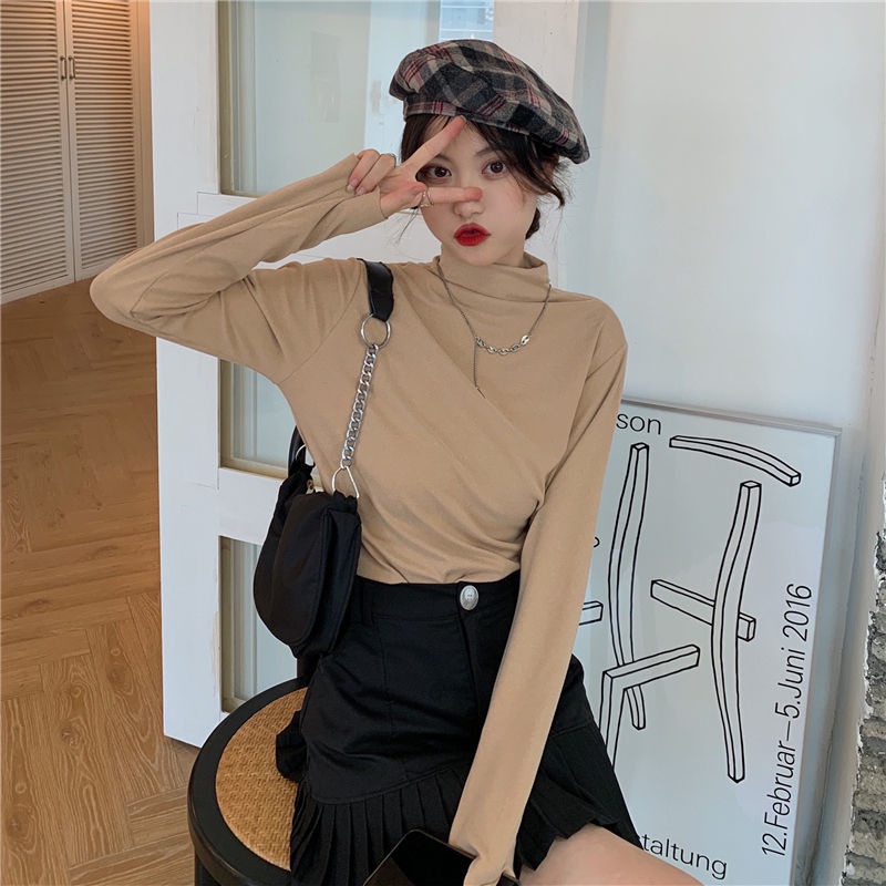 Áo Thun Tay Dài Cổ Lọ Ôm Dáng Phong Cách Mới Dành Cho Nữ