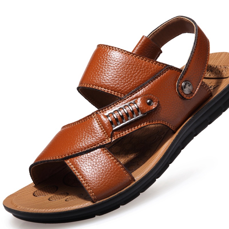 Giày Sandal Da Bò Thoáng Khí Thời Trang Đi Biển Cho Nam