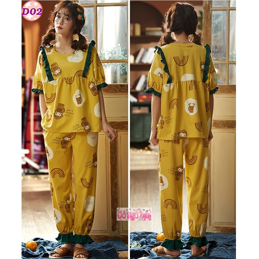 Bộ Ngủ Dài Mùa Hè Thun cotton mỏng mát D1 | BigBuy360 - bigbuy360.vn
