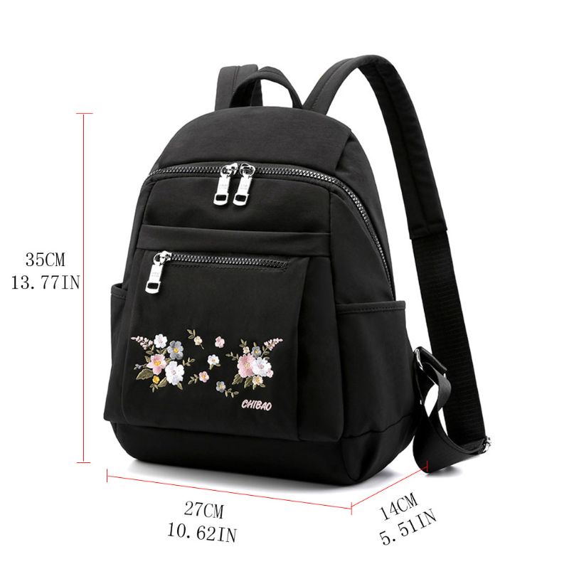 Ba Lô Nylon Thêu Hoa Chống Trộm
