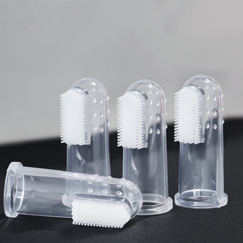 Bộ bàn chải đánh răng đeo ngón tay chất liệu silicone vệ sinh răng dành cho trẻ sơ sinh