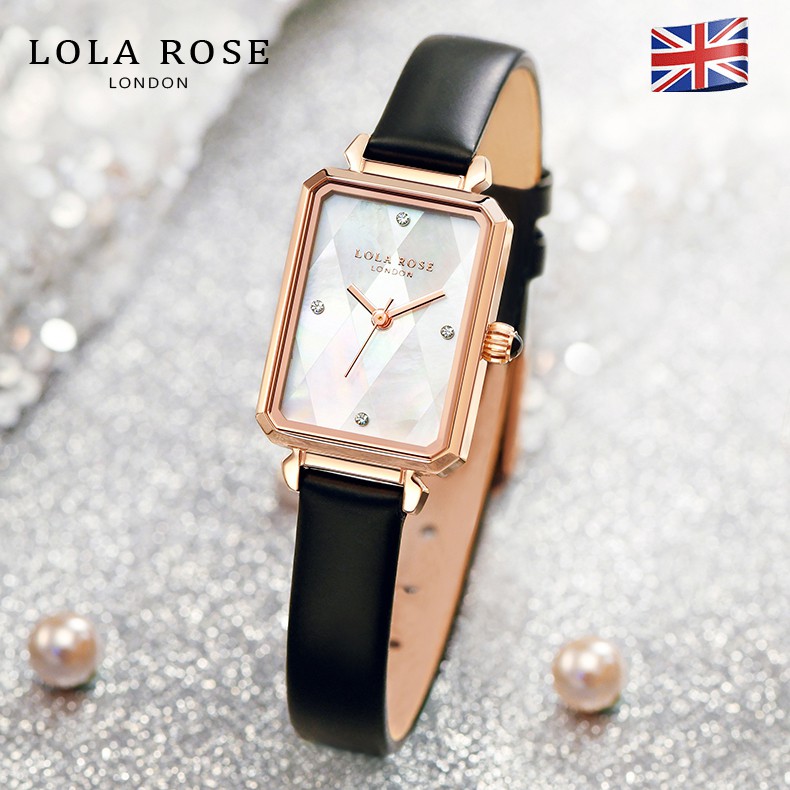 [Mã LTP50 giảm 50000 đơn 150000] Đồng hồ nữ chính hãng Lolarose mặt vuông trắng xà cừ vỏ ngọc trai cao cấp thời trang