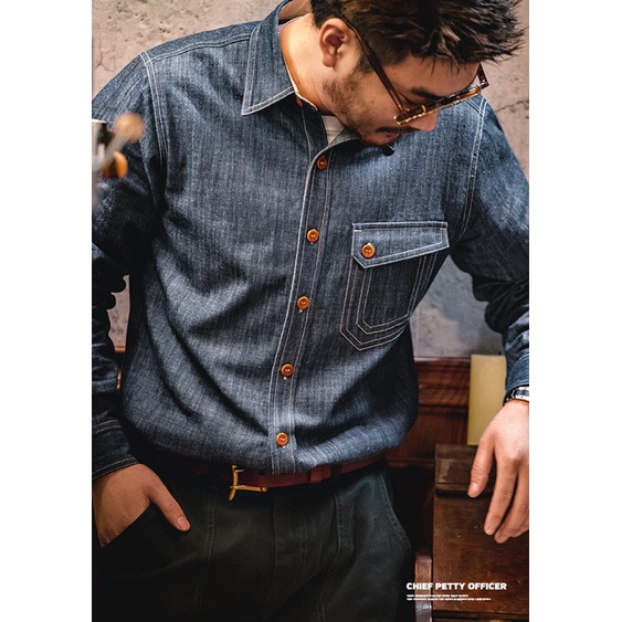 Áo sơ mi Maden denim dài tay phong cách retro Mỹ mới 2022 dành cho nam