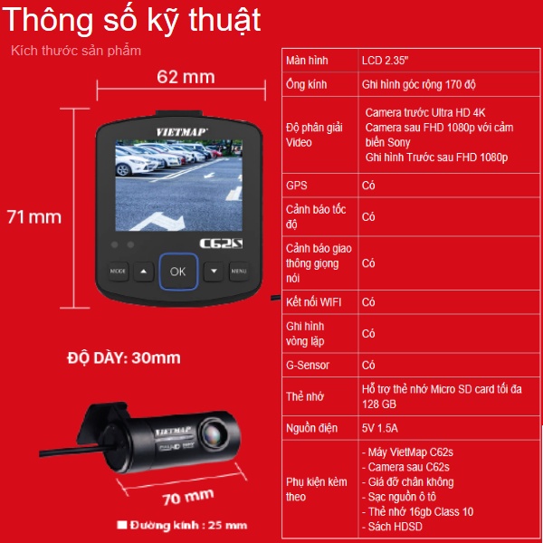 [Kèm Thẻ Nhớ 128Gb] Camera Hành Trình Vietmap C62S [Miễn Phí Lắp Đặt] | BigBuy360 - bigbuy360.vn