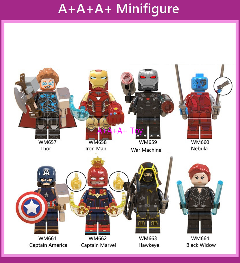 WM6056 Thor Captain Marvel Iron Man War Machine Minifigures Building Blocks Toys