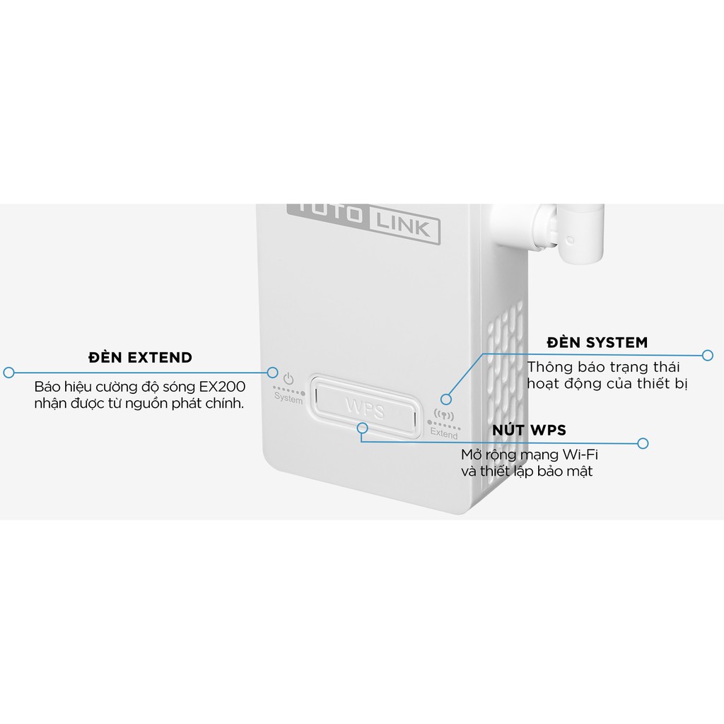 Kích sóng wifi Totolink EX200 chính hãng- Mở rộng sóng Wi-Fi chuẩn N 300Mbps-Bảo hành 24 tháng