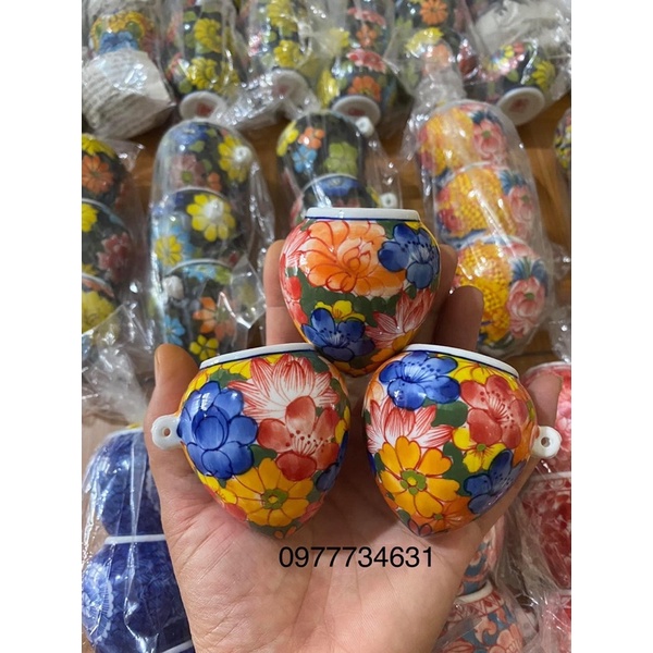 Cóng Sứ cho chim ăn hàng Vẽ Tay phụ kiện lồng chim chích choè, Hoạ mi cao cấp