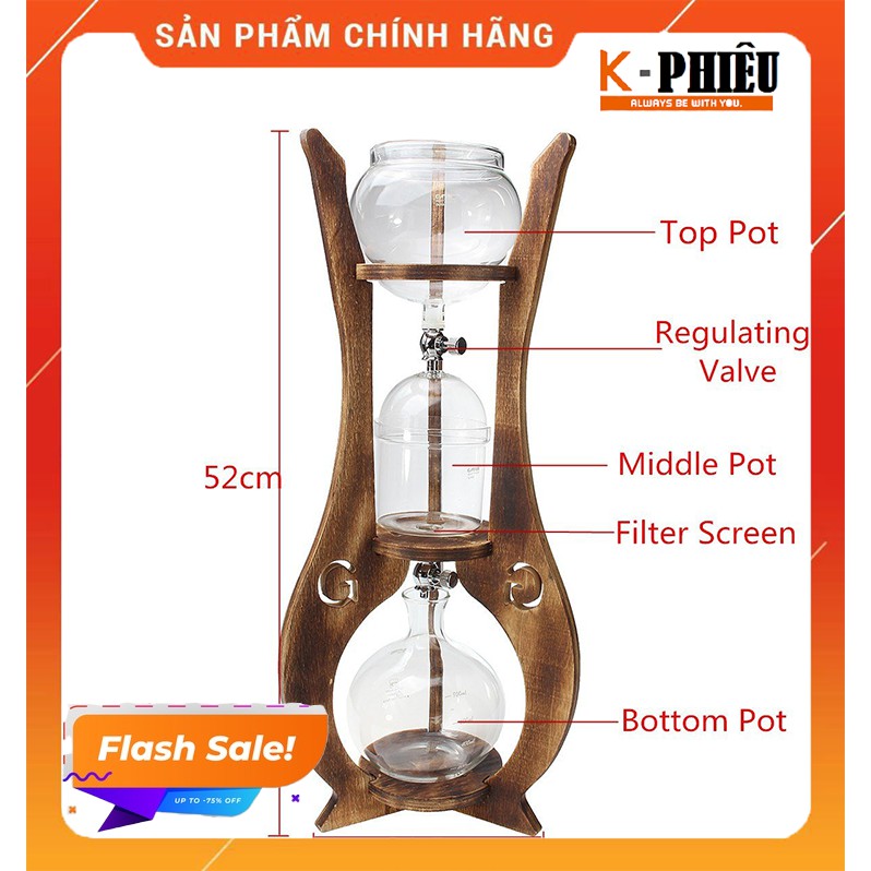 [CÓ SẴN] Bình pha cafe lạnh giá gỗ Cold Brew Tower 800ml Traditional Gateway