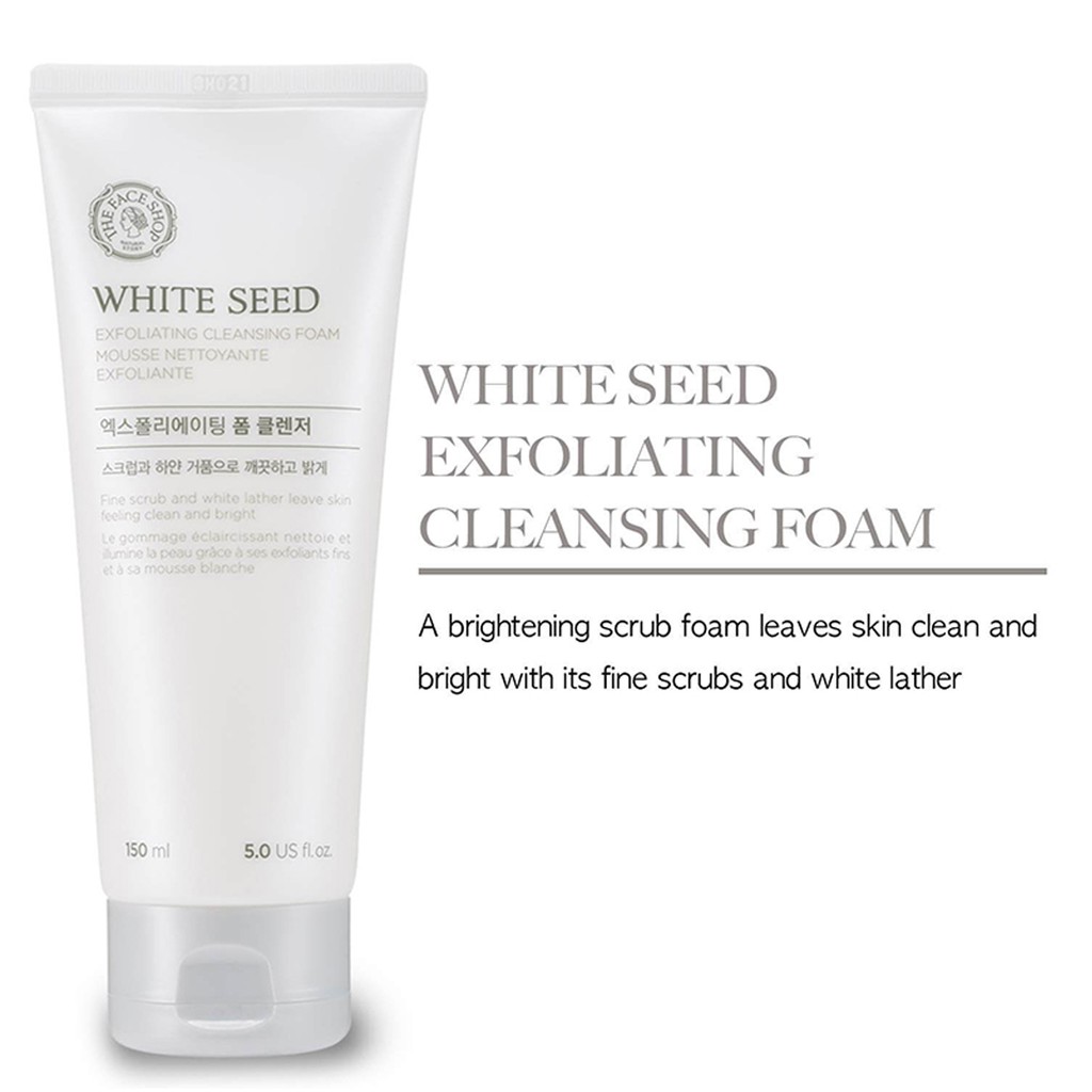 SỮA RỬA MẶT LÀM TRẮNG SÁNG DA WHITE SEED EXFOLIATING CLEANSING FOAM THE FACE SHOP 150ML