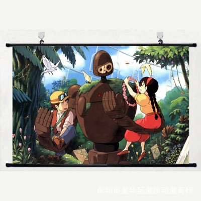 Poster vải anime Castle in the Sky 45x30 tranh vải cuộn treo tường