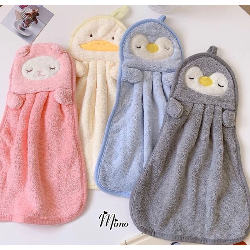 Khăn lau tay nhà bếp dễ thương động vật vải cotton mềm mịn siêu thấm, khăn đa năng treo tường size 36*22cm