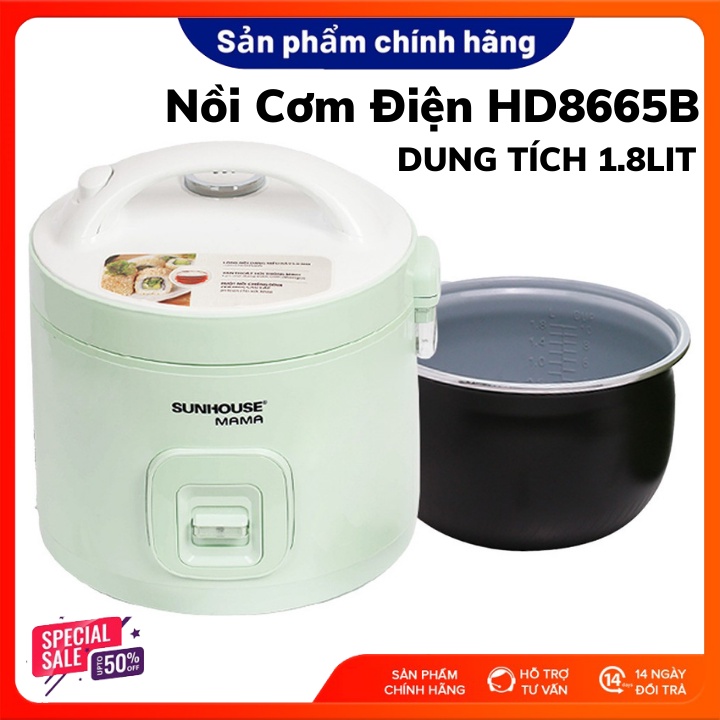 Nồi cơm điện 1.8L SUNHOUSE MAMA SHD8665B-Bảo hành 12 tháng