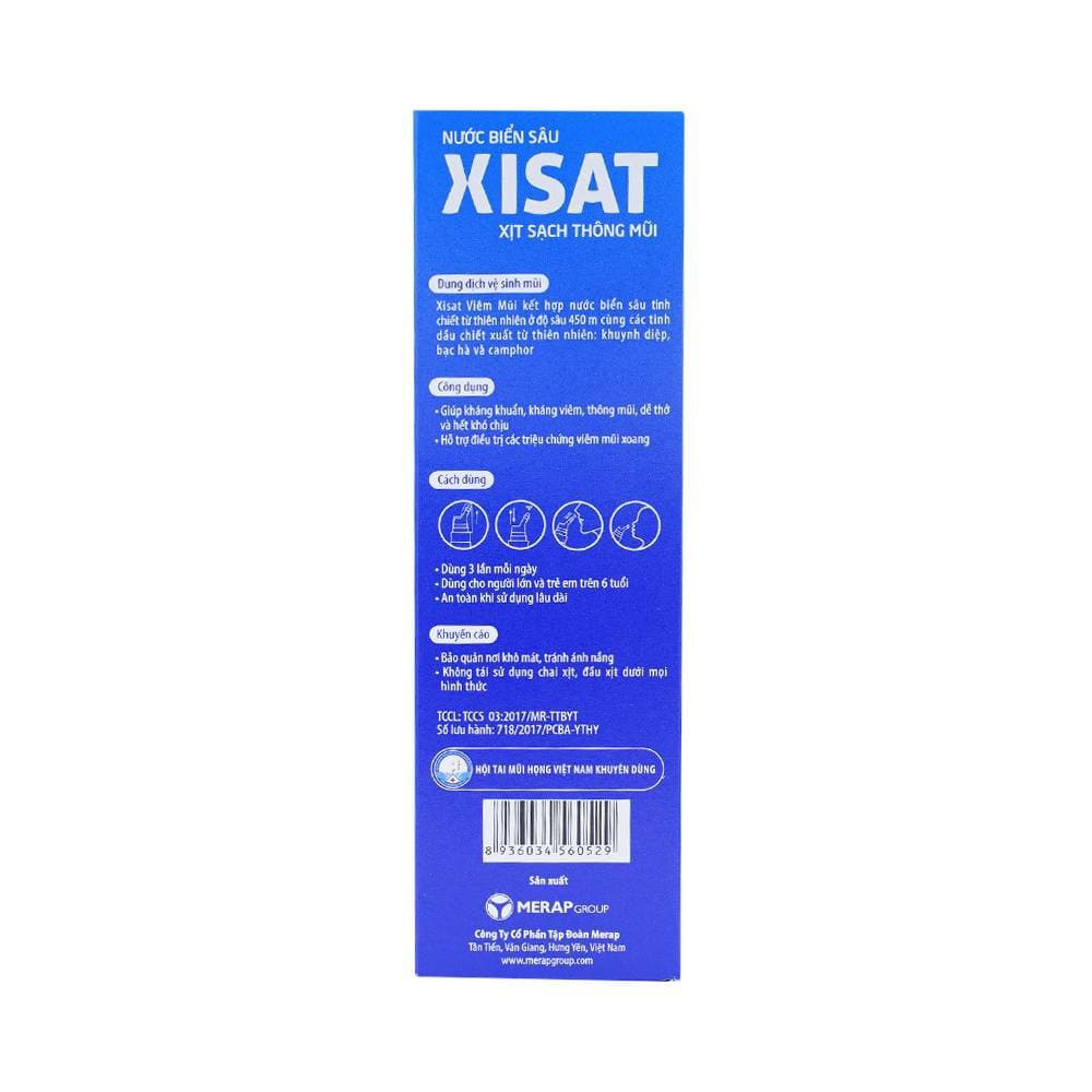 Nước Biển Sâu Xịt Thông Mũi Xisat 75ml (Xanh) - Dung Dịch Xịt Rửa Mũi Hiệu Quả Cho Người Lớn