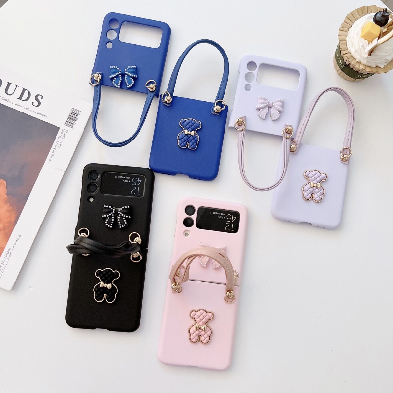 Ốp Điện Thoại PC Cứng Chống Sốc Hình Gấu Dễ Thương Cho Samsung Galaxy Z Flip 4 5G Samsung Zflip 3