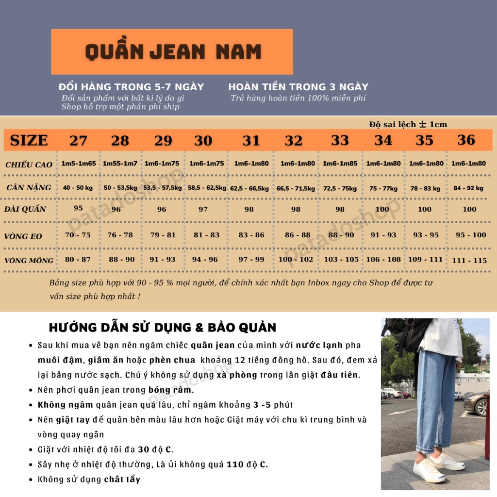 Quần baggy nam vải jean bò cao cấp dáng suông rộng HOTTREND 2022