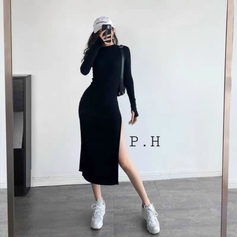 Váy ôm body xẻ cạnh tay xỏ ngón