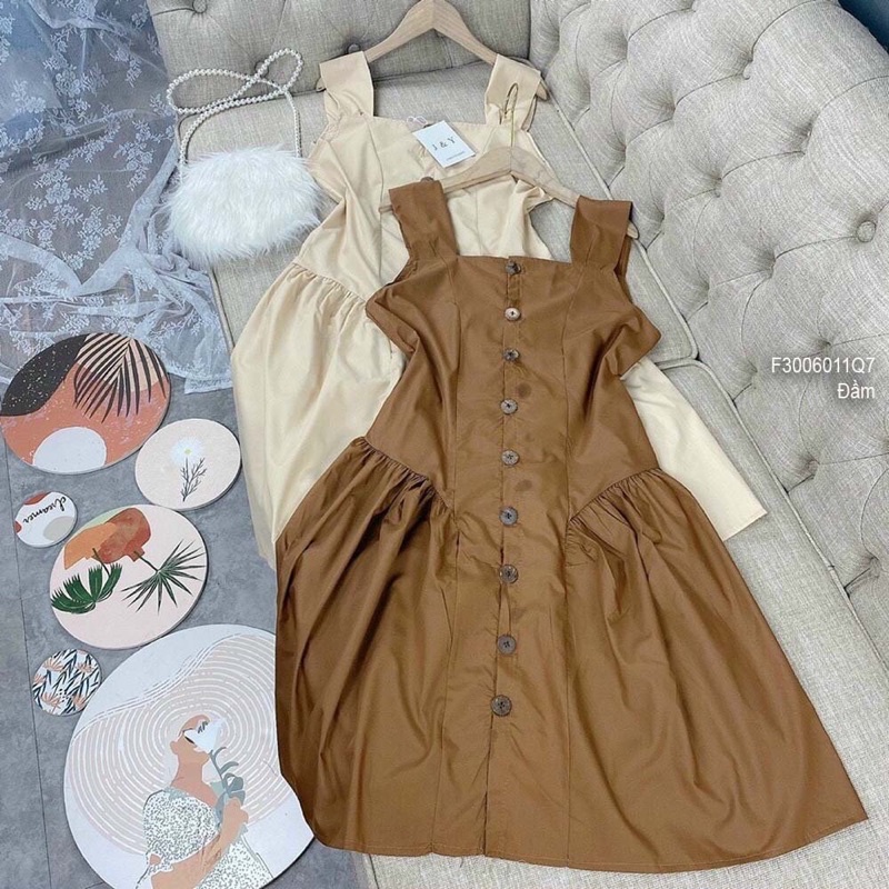 Đầm ren 2 lớp babydoll 2 dây xếp li tag nơ