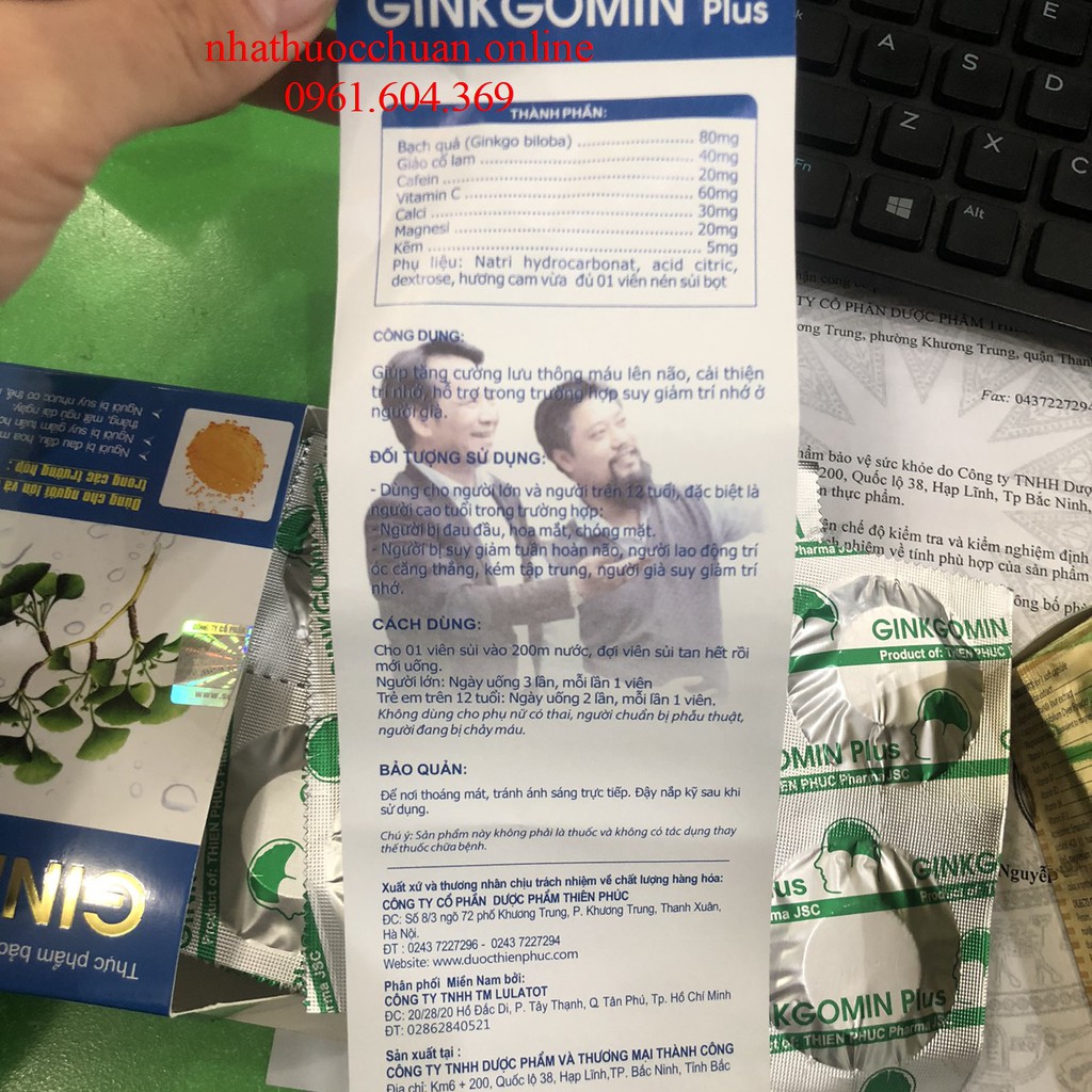 Ginkgomin Plus - Giúp tăng cường lưu thông máu lên não